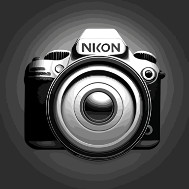 simple logo using nikon camera vector drawing, looking straight at camera from the front