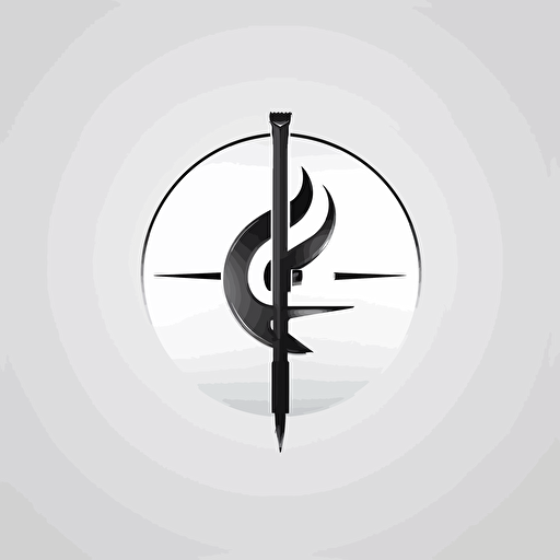 a minimalistic, letter S that fuses into a sword, lettermark 2d logo image for an AI company, black and white, vector, dynamic, futuristic, award-winning