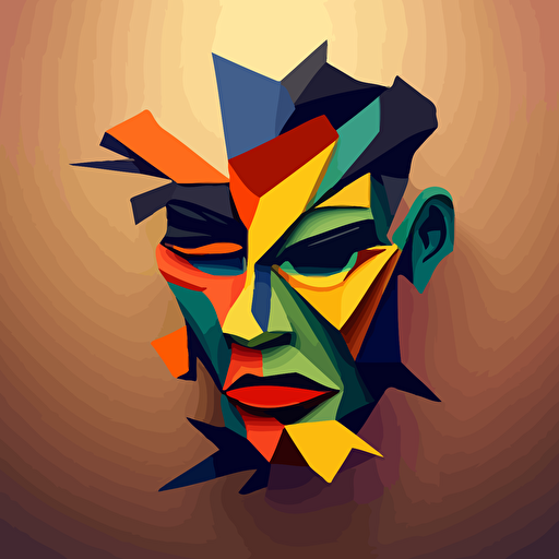 abstract face, cartoon, vector, 4:5