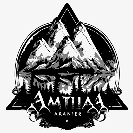 triple A logo like 3 montains, miror effeect, sketch style vector black color
