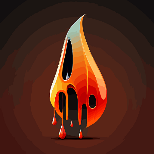 a flame in the shape of a tear, vector, line, flat