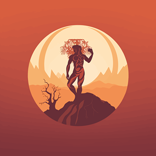 simple vector logo, atlas greek mythology related, warm colors, with background, no text