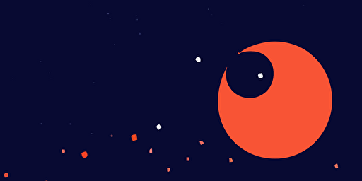 vector illustration style several crescent moons in space, navy blue and orange with a grainy paper texture