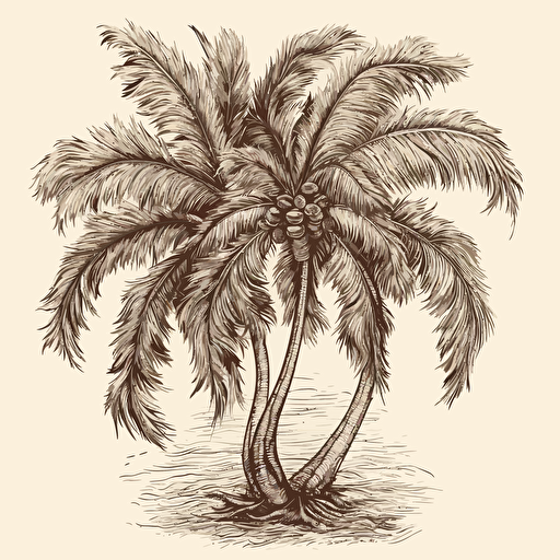 vitntage palm tree vector illustration, hand drawn