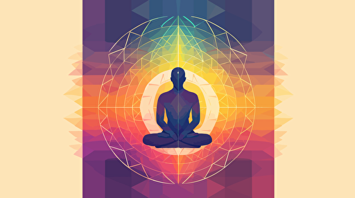 meditation, ZEN BUDDHISM, spiritual, geometric, vector, flat design, minimalism. rgb, gradient
