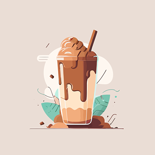 iced coffee, illustration style, flat vector
