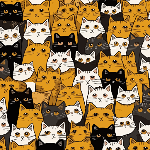 cat wall pattern illustration, vector style