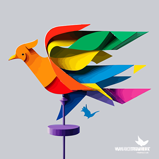 flat vector logo of a weather vane, that lets the wind through, that smells like an oven by Ivan Chermayeff