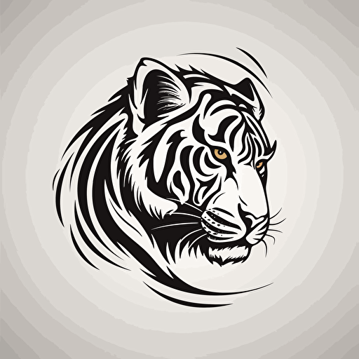 left profile of tiger, scary logo, artistic, vector, black outline