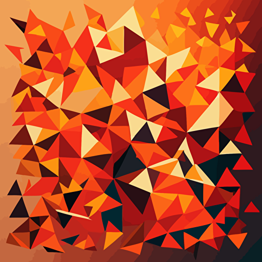 a geometric vector abstract pattern, red to orange hues, triangles and sharp corners throughout