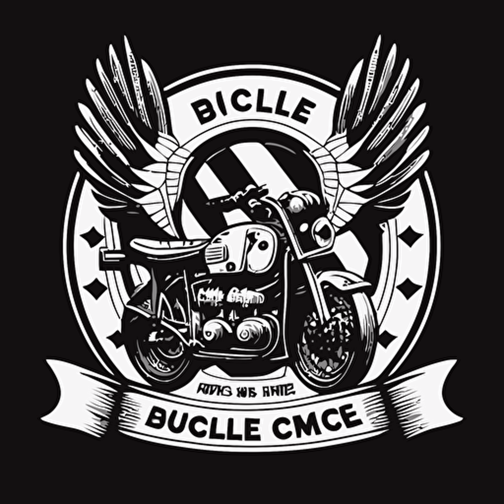 motorcycle club logo, BMW logo with boxer engine, simple vector, black and white