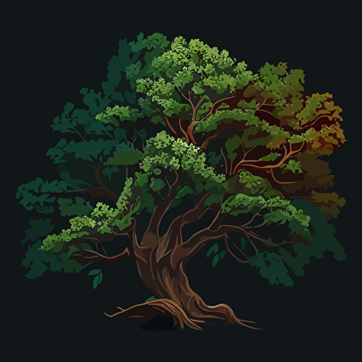 a vector illustration of an oaktree. it has to be very simple and can only consist of 4 colors.