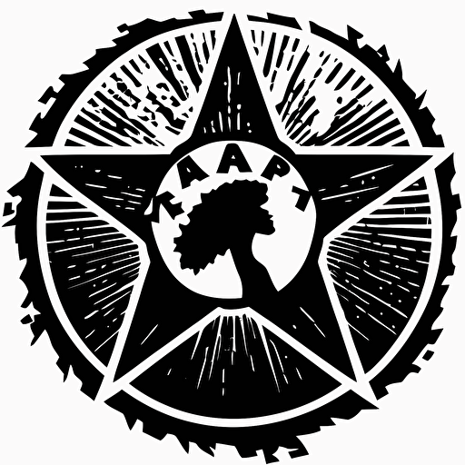 a logo, vector style, black and white, based on the band Rage Against the Machine