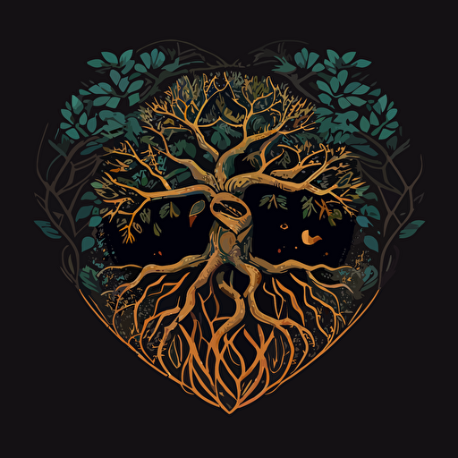 vector logo of tree of life connecting heart with sacred geometry. healing grounds.