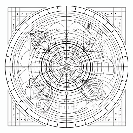 esoteric geometry, professional design vector, contour, white background, abstract art