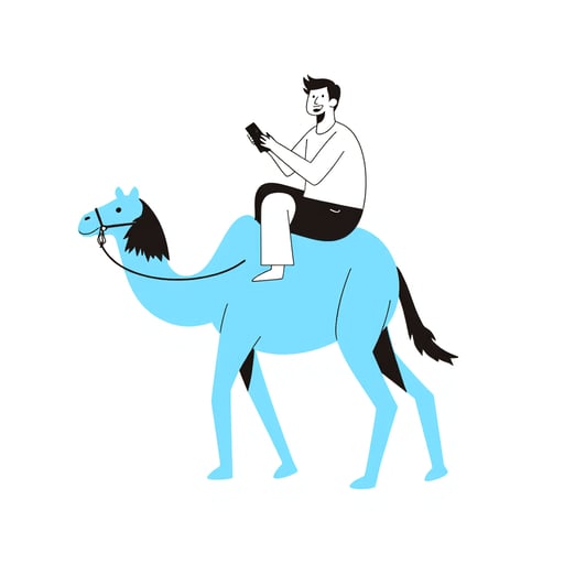 people riding a camel