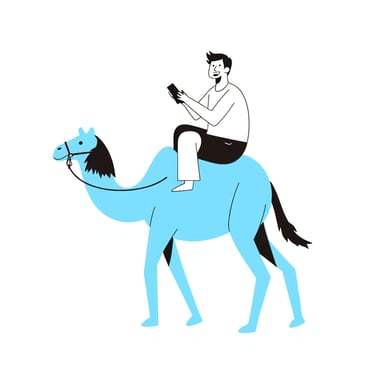 people riding a camel