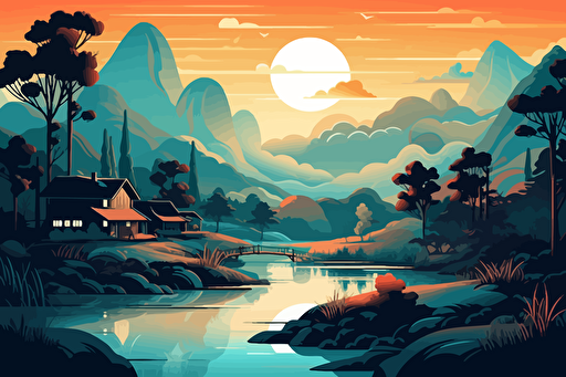 Stylish and modern vector illustration of a beautiful landscape