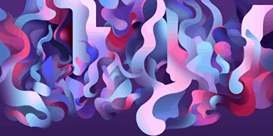 a high end modern illustration of the number 4 vector art design milk. the palette is a lot of purple with little blue and little green.