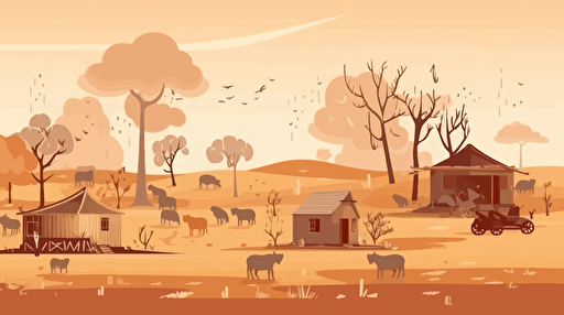 beautiful modern african farm. minimal vector illustration.