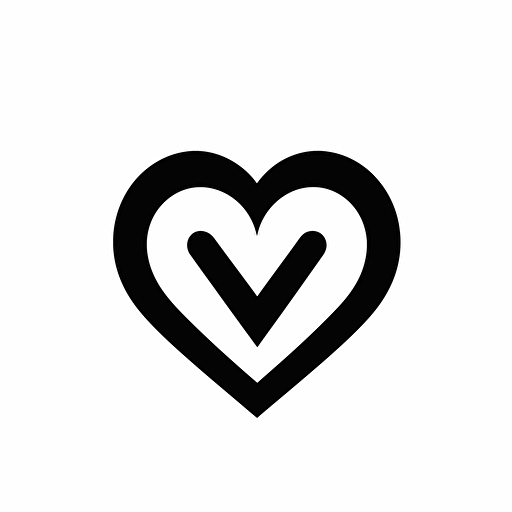 simple heart icon, in black on clean white background, vector