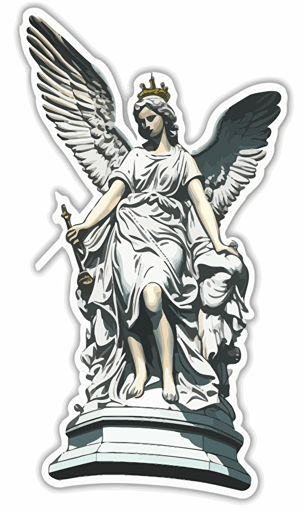 Victoria Memorial from london, vector sticker style, white background, epic,