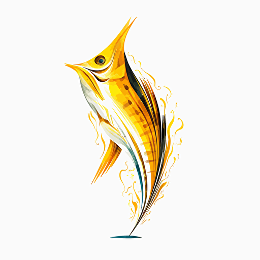 yellow fish spear, vector art, 2d, white background
