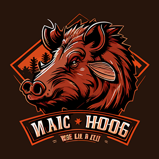vector based logo for a wild hog, cartoon, 2 colors