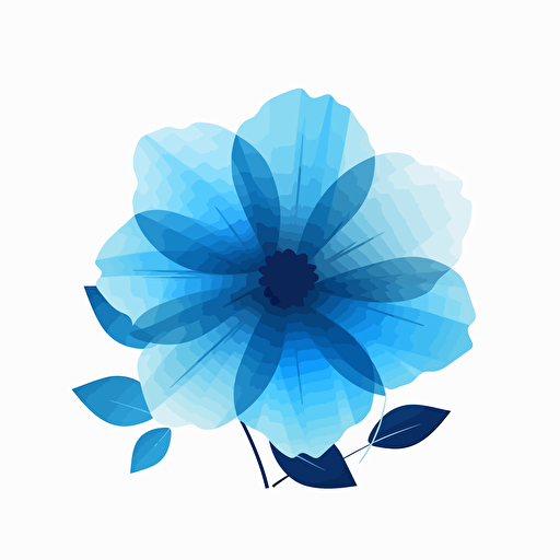 vector illustration, white background, one blue flower, high quality, simple