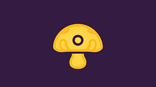 a minimal vector logo of a purple and yellow mushroom