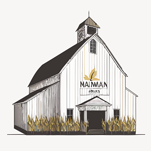 line drawing logo, minimalistic, iowa barn, corn, Vector