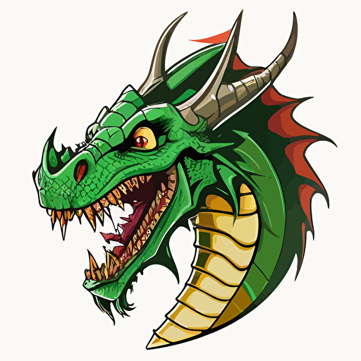 funny dragon, vector logo, vector art, emblem, simple cartoon, 2d, no text, white background