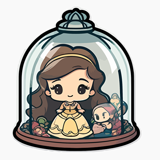 Disney princess Bell chibi sticker style transparent background vector