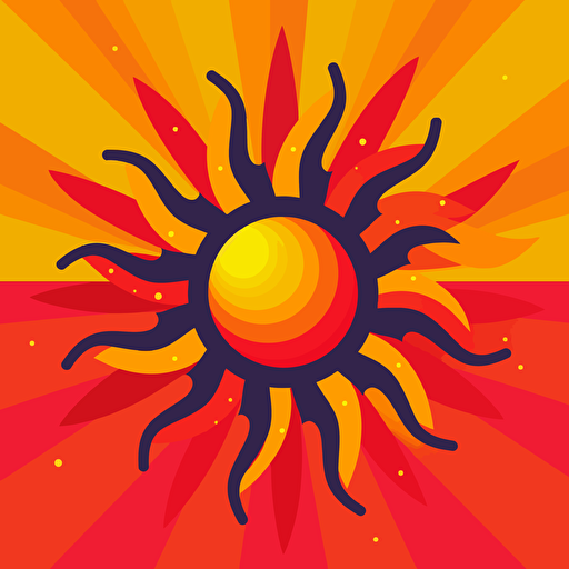 sun vector illustration, vibrant colors, simple,