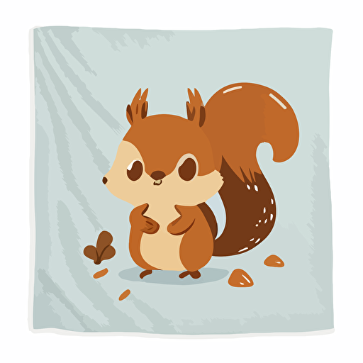 minimalistic flat vector illustration squirrels and nuts simple like baby blanket style