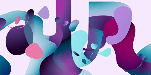 the number 4 vector art design milk. plain background. the palette is a lot of purple with little blue and little green.