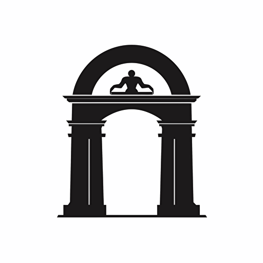 black minimalistic vector logo containing an ancient greek arch on a white background