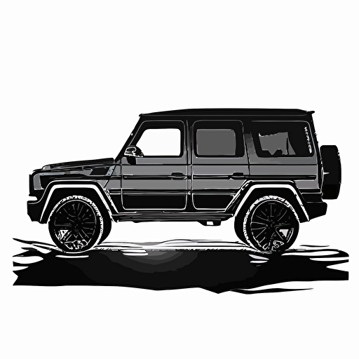 black mercedes g wagon isolated on white background, logo, vector, black and white, minimalism
