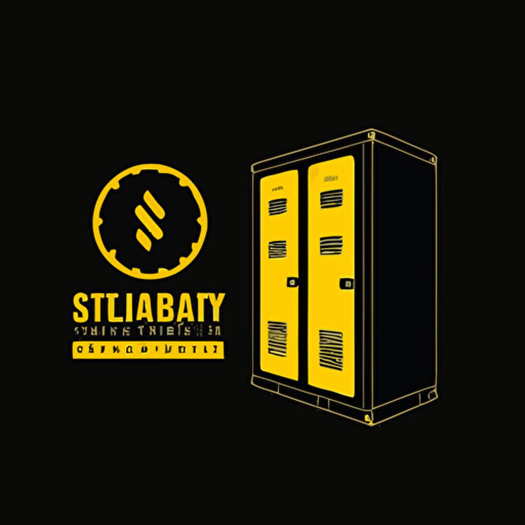 black and yellow logo, electricity, storage, lockers, simple vector