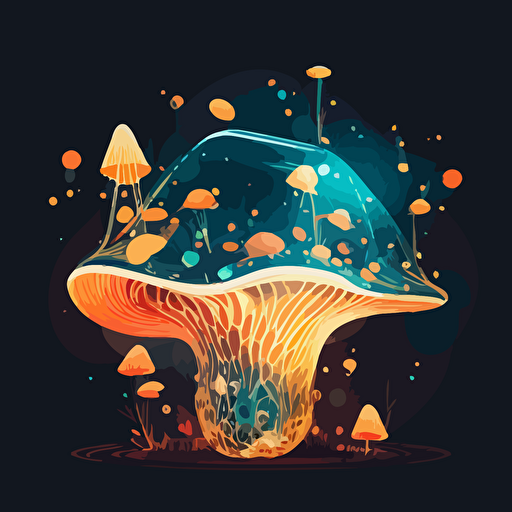 translucent space mushroom,trippy art,vector style,stars,ultra simple,symetrical