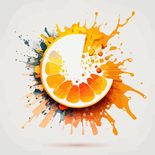 Circle logo, clean logo, waterfall, explosion of orange, explosion of lemon, explosion of grapefruit ,4h, hd, vectoriel, ultra minimalist