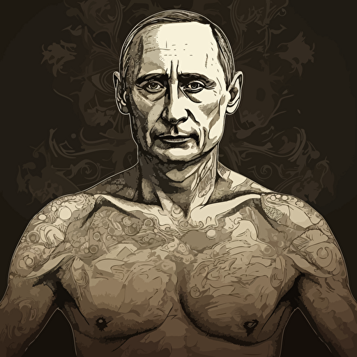 Putin, torso, vector, highly detailed, gritty