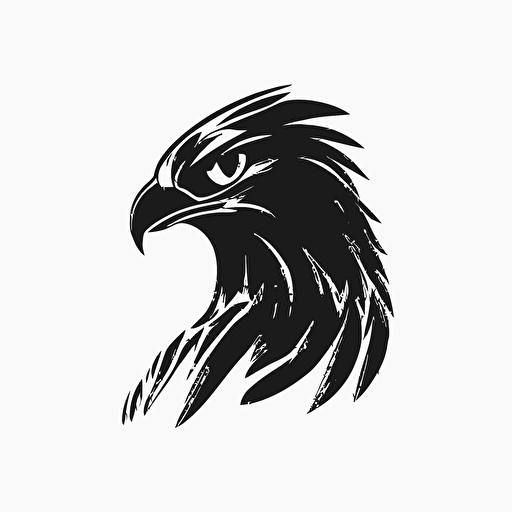Minimalist iconic logo of falcon, black vector, on white background