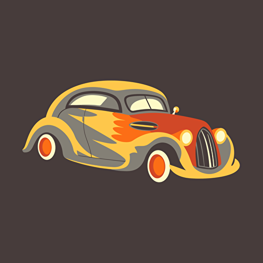 flames, isolated, cartoon, vector, solid background, in the style of 50's hot rod