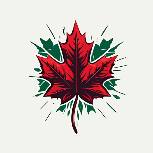 1 color, vector logo, maple leaf with plug on stem, v5 simple