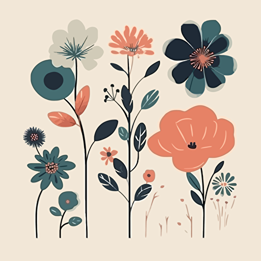 vector designs of flowers, minimalist style