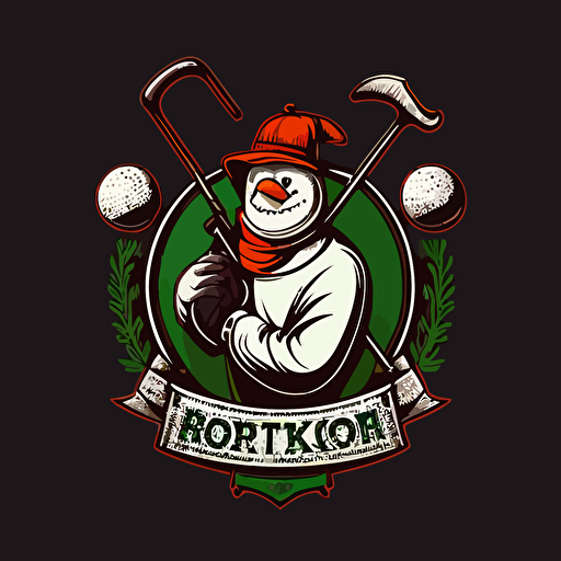 vector logo, detailed, golf team named hook'r and snowmen
