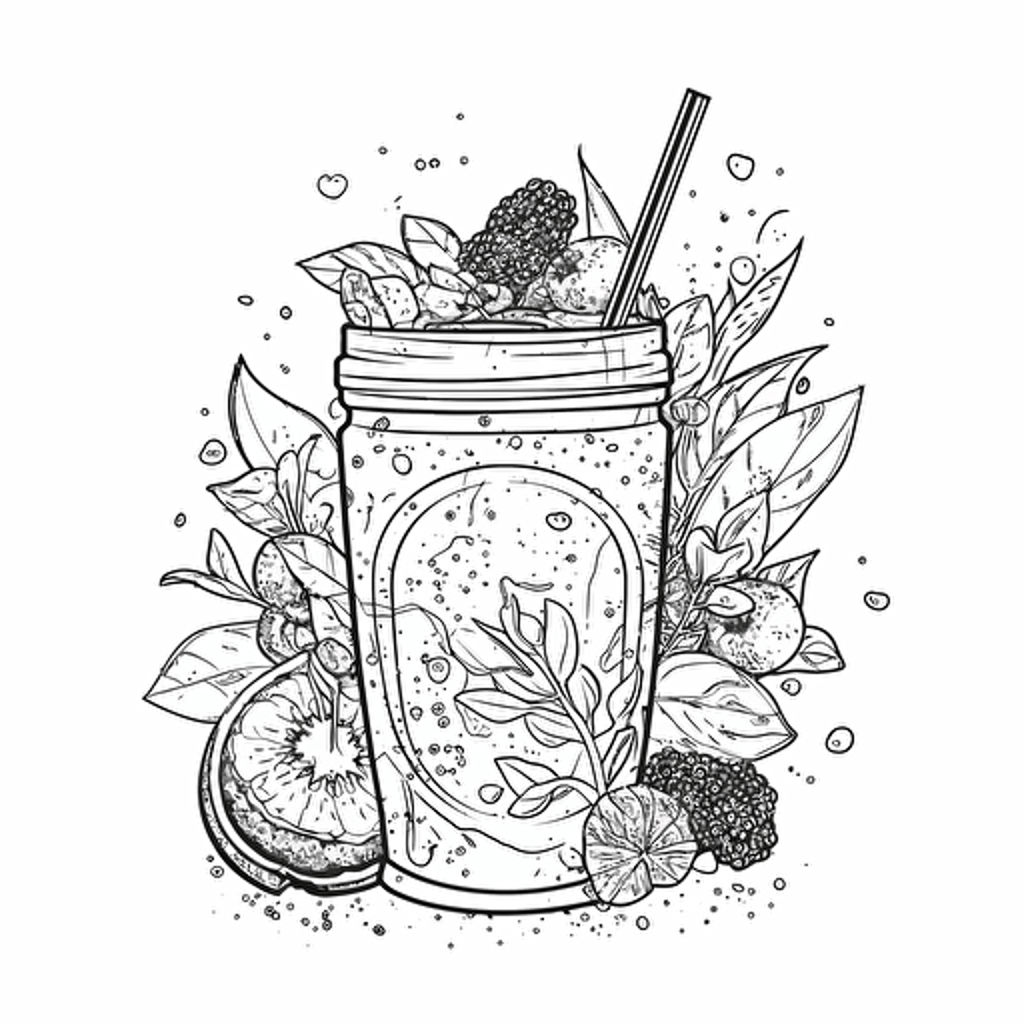 vector black and white line drawing logo for a supplement smoothie company. "Healthy": a consciously crafted confections for positive change. A strong continuous line black and white ink line drawing hyper-minimalist logo style. white background. Gucci style