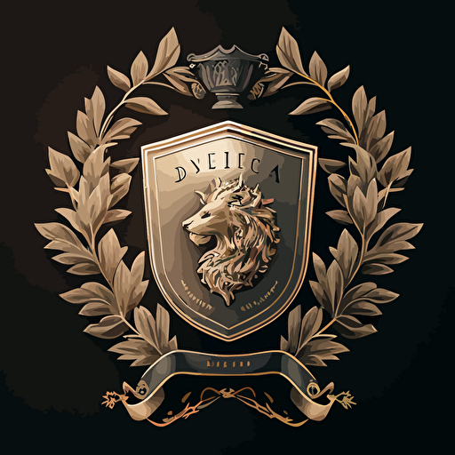 coat of arms with laurel vector design with lion inside logoart
