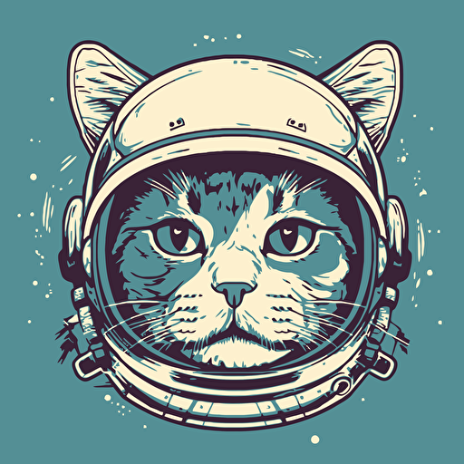vector illustration of funny cat with a space helmet on his head